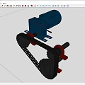 Industrial Equipment With Blue Motor Chain Drive System And Mechanical Gears Components
