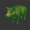 Realistic Brown Pig Standing On Gray Background With Shiny Surface And Large Ears 3d model