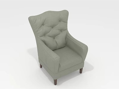 Light Gray Upholstered Accent Chair With Curved Arms Tufted Back And Wooden Legs 3d model