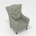 Light Gray Upholstered Accent Chair With Curved Arms Tufted Back And Wooden Legs