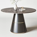Elegant Modern Round Dining Tables With Unique Base Designs And Decorative Vase And Tableware 3d model