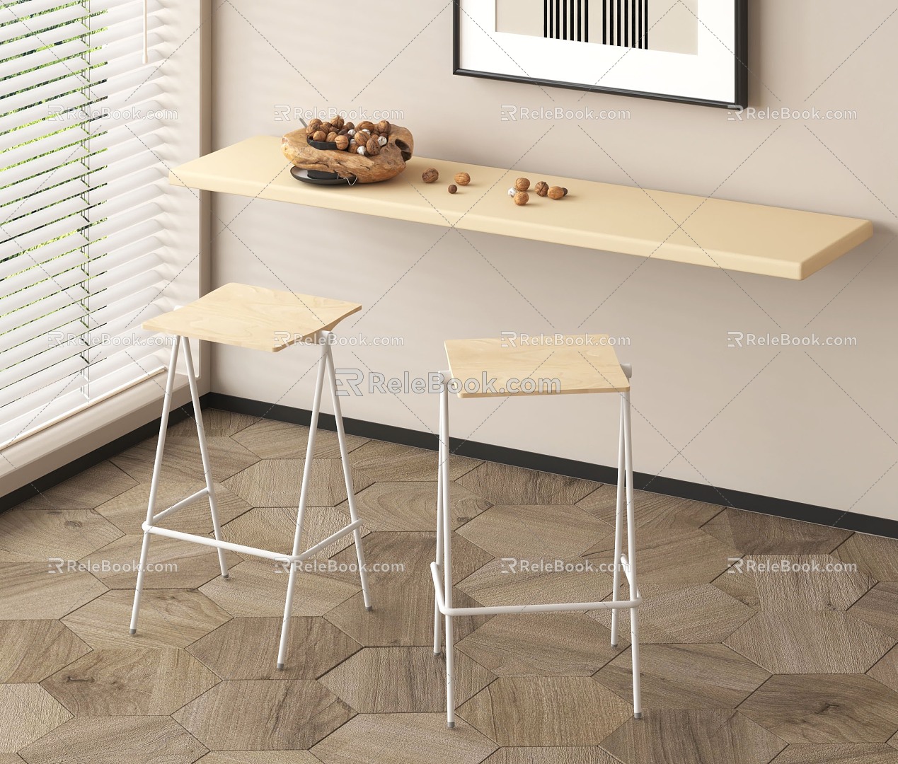 Modern Bar Stool Fruit Plate 3d model