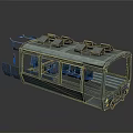 Green Cable Car Cabin With Transparent Windows Roof Equipment And Front Lights