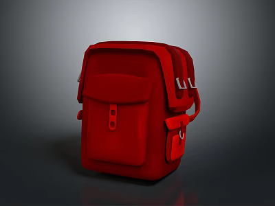 Stylish Red Backpack With Functional Pockets And Adjustable Straps For Daily Use 3d model