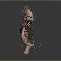 Fantasy Horned Animal With Fur And Arm Tattoos Standing Humanoid Figure