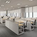 Modern Public Office Workspace With Cubicles Desks Computers Office Chairs And Large Windows