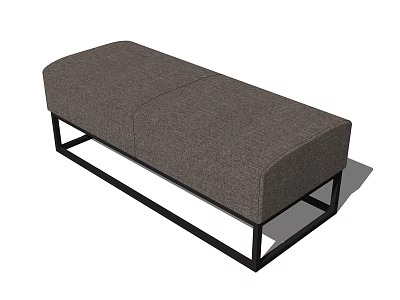 Gray Fabric Upholstered Sofa Bench With Black Metal Frame Modern Design 3d model