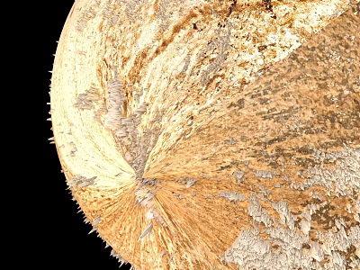 Spherical Art Installation With Golden Silver Textured Surface And Intricate Details Against Black Background 3d model