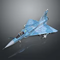 Blue Camouflage Military Fighter Jet 3D Render Model With Cockpit And Missiles
