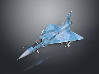 Blue Camouflage Military Fighter Jet 3D Render Model With Cockpit And Missiles 3d model