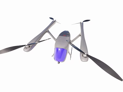 Modern Electric Airliner Featuring Streamlined Body Purple Cockpit And Four Rotors 3d model