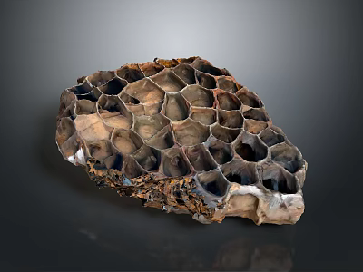Unique Honeycomb Shaped Object With Hexagonal Holes And Natural Brown Black Tone 3d model