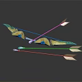 Ornate Bow And Arrows With Green Gold Accents And Blue Fletching Design