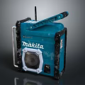 Blue Makita Portable Speaker With Durable Design Handle And Antenna For Worksite Use