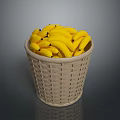 Stylish Wicker Basket Filled With Fresh Yellow Bananas For Home Use