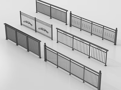 Sturdy Metal Railings With Various Intricate Designs And Decorative Scroll Details 3d model