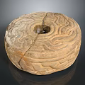 Ancient Carved Stone Wheel With Circular Shape Central Hole And Intricate Patterns 3d model