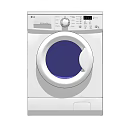 Modern White Front Load Washing Machine with Control Panel Knob Display and Vertical Side Stripes 3d model