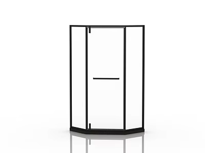 Sleek Shower Sauna Featuring Transparent Glass Black Frame And Hexagonal Design 3d model