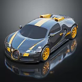 Stylish Black And Yellow Sports Car With Yellow Stripes And Wheels