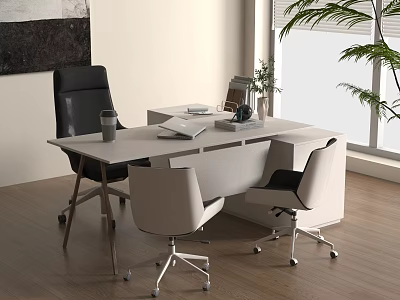 modern office desk and chair 3d model