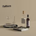 Poliform Elegant Table Setting With Wine Bottles Glass Tray And Book