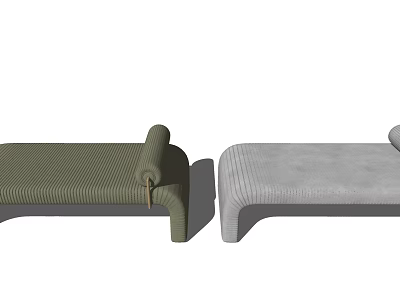Green And Gray Modern Ottoman Designs With Striped Fabric And Textured Surface 3d model