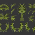 Golden Wheat Decorative Motifs With Various Shapes And Bundled Designs