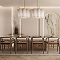 Modern Private Dining Room Interior With Long Wooden Table Pendant Lights And Marble Arched Walls