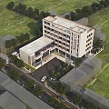 Modern Multi Storey Hospital Building Exterior With Trees Road Vehicles And Entrance Area