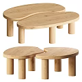 Minimalist Modern Solid Wood Coffee Tables With Unique Shape And Cylindrical Legs 3d model