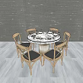 Minimalist Round Dining Table Set With Wooden Chairs Gray Wall And Light Floor