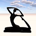 Abstract Female Figure Sculpture With Curved Body And Raised Arms For Home Decor