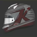 Red and White Renault Racing Helmet With Mirror Visor And Smooth Surface Design
