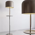 Modern Floor Lamp With Dark Shade And Metal Stand In Minimalist Interior