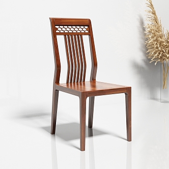 New Chinese Restaurant Solid Wood Dining Chair 3d model