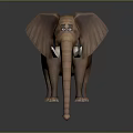 Cartoon Elephant 3D Model With Big Ears Long Trunk And White Tusks