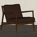 Brown Leather Leisure Chair With Wooden Frame And Modern Sleek Design