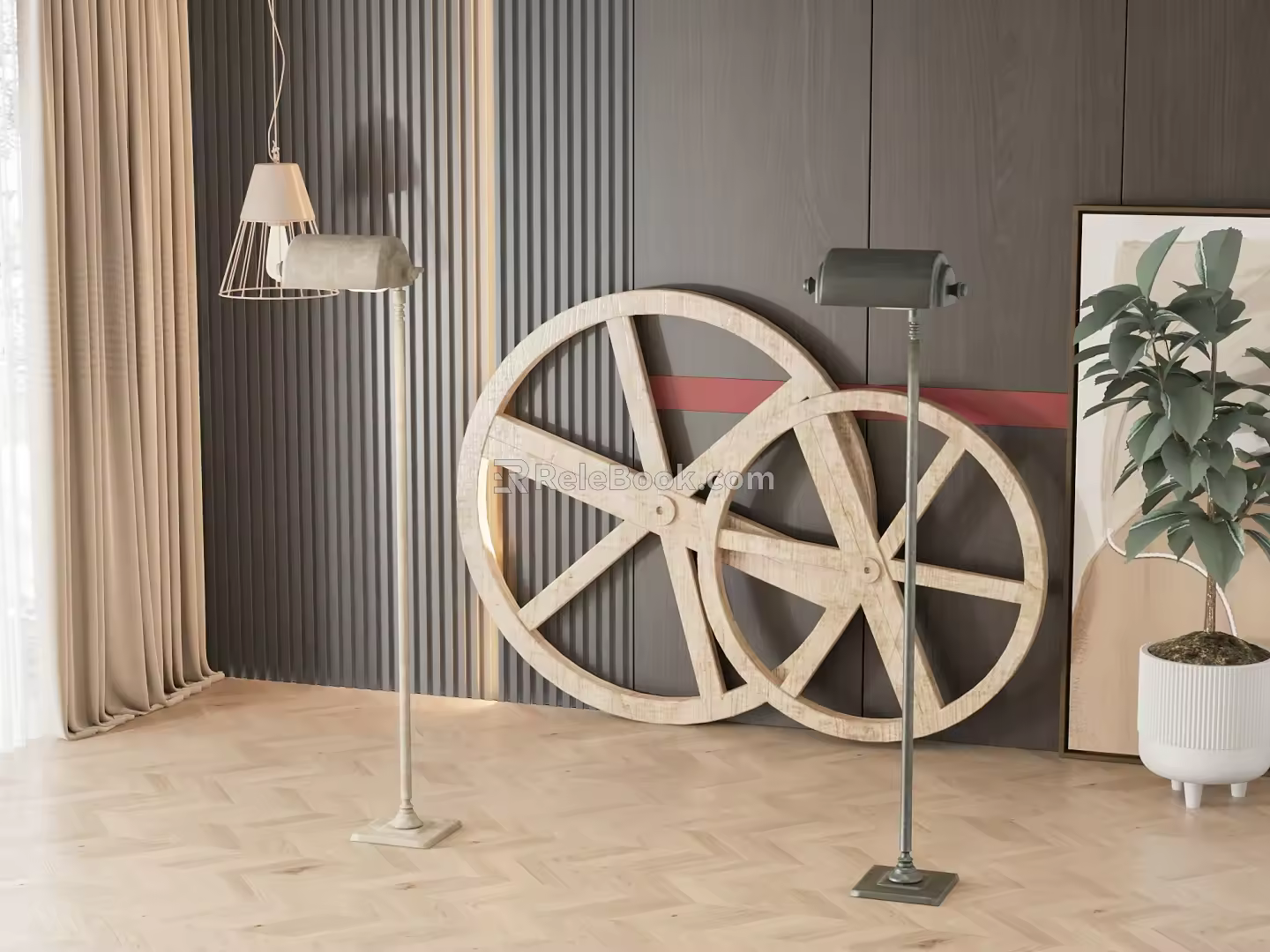 Floor lamp combination 3d model
