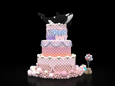 Cake Cake Balloon Balloon Cake Balloon Beauty Chen Cake Beauty Chen Killer Whale Balloon Killer Whale Balloon 3d model