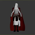 Medieval Warrior Costume Featuring Silver Armor Red Cape And White Hood