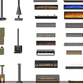 Different Modern Fireplace Designs With Various Styles Hanging Models And Flame Effects 3d model