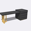 Modern Bar Counter With Black Top Drawers And Wooden Support Frame Design