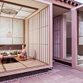 Serene Courtyard Garden With Zen Rock Features And Lush Greenery