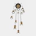 Stylish Modern Cylindrical Metal Pendant Lights With Thin Cords Hanging Together