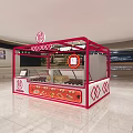 Bubble Tea Kiosk With Red Frame Dragon Logo Display Counter Fresh Drinks Snacks 3d model