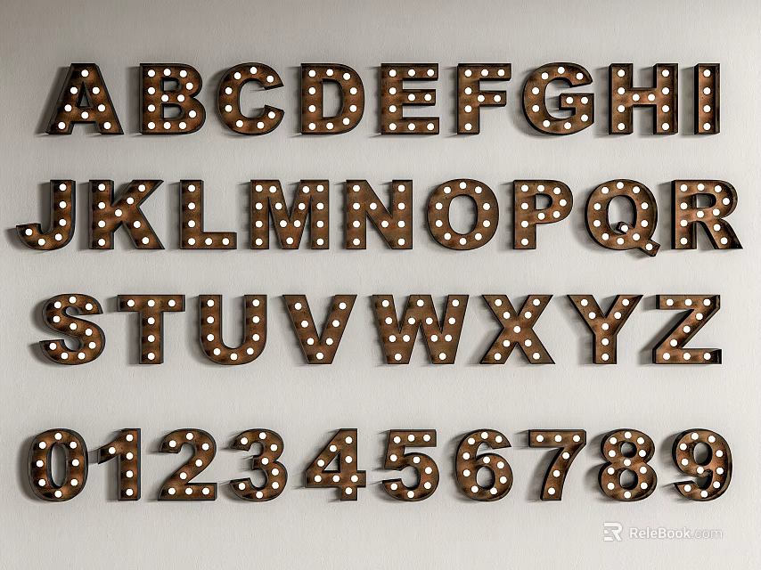 Decorative Alphabet Letters And Numbers LED Lights For Home Wall Decor And Party 3d model 