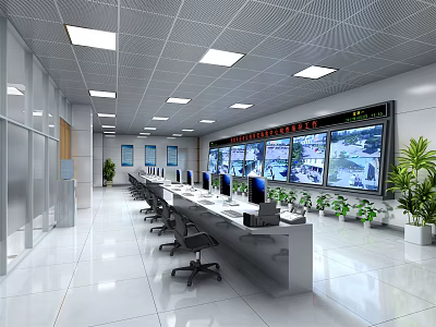 Modern Monitoring Room Security Room Monitoring Room 3d model