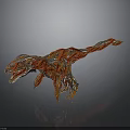 Mechanical Dinosaur Character In 3D Model With Red And Silver Metal Structure Design 3d model