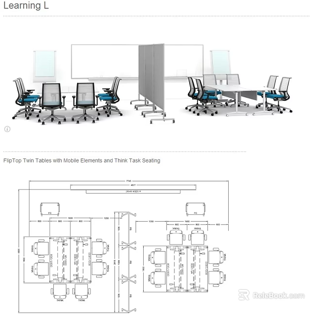 Office Desks Plan View with Wheeled Tables and Office Chairs Layout Design 3d model 